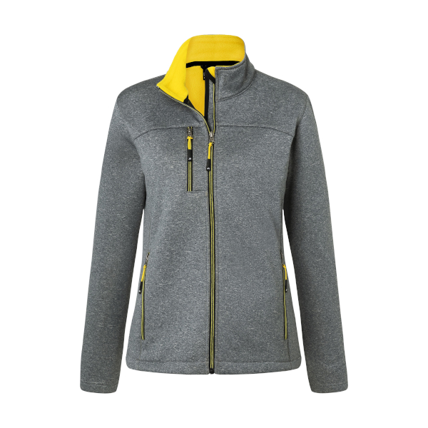 Куртка женская Softshell James Nicholson, серый меланж/желтый