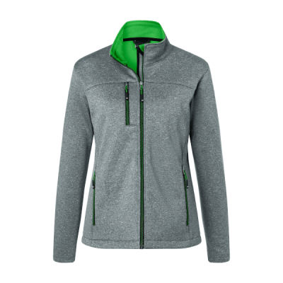 Куртка женская Softshell James Nicholson, серый меланж/зеленый