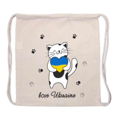 Бавовняний мішечок Котик Love Ukraine, 140г(м2)